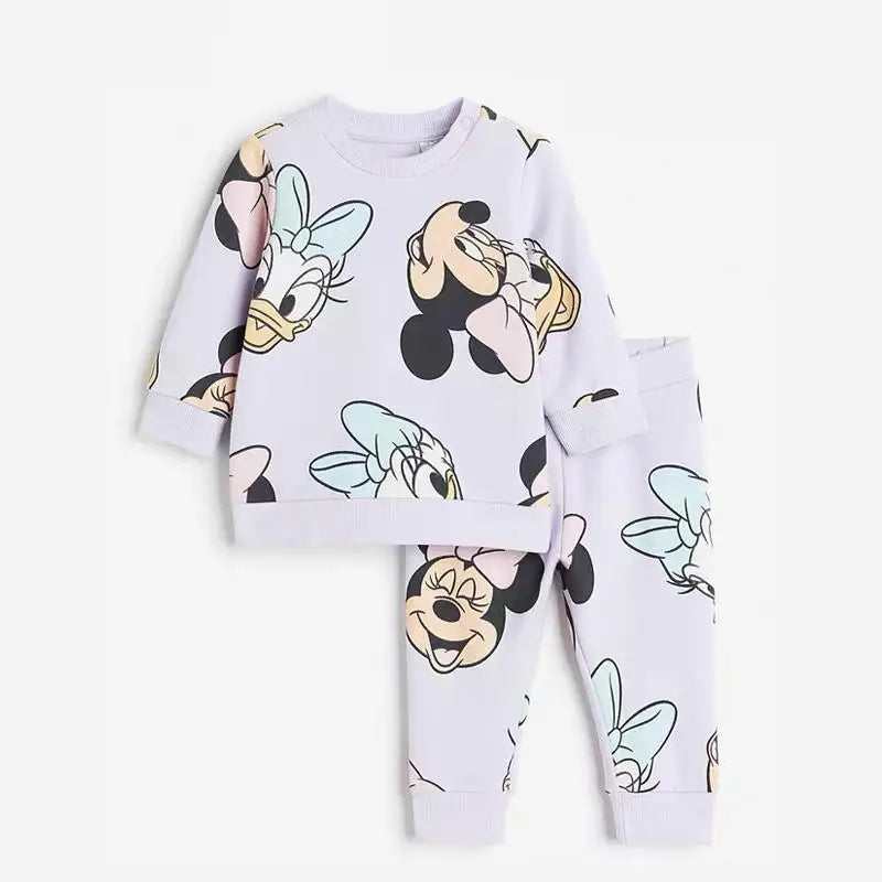 Girls Cartoon Sweatshirt +Pants Two Piece Autumn New Clothing Children Fashion Long Sleeve Suits Full Print Hoodies Sweatpants
