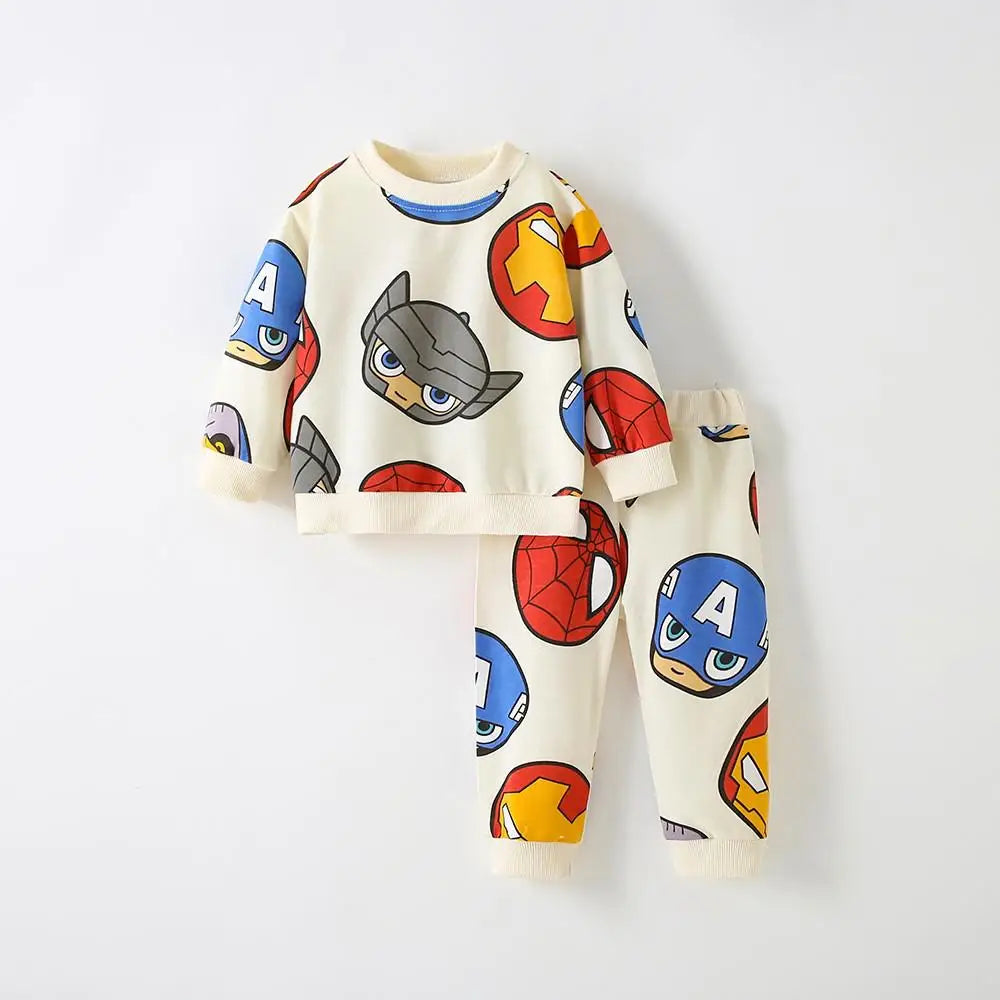Girls Cartoon Sweatshirt +Pants Two Piece Autumn New Clothing Children Fashion Long Sleeve Suits Full Print Hoodies Sweatpants