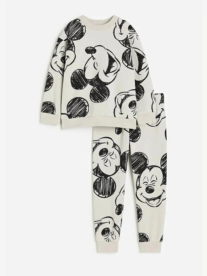 Girls Cartoon Sweatshirt +Pants Two Piece Autumn New Clothing Children Fashion Long Sleeve Suits Full Print Hoodies Sweatpants