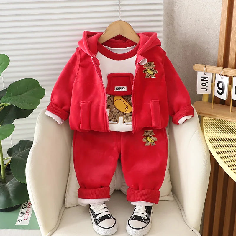 1 2 3 4 Years Winner Baby Boys Clothes Cute Lion Autumn Boys Clothing Sets Coat + Vest + Pants Boys Suits Children's Clothing