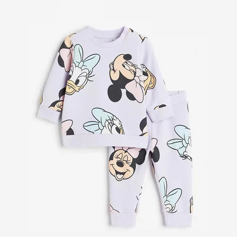 Girls Cartoon Sweatshirt +Pants Two Piece Autumn New Clothing Children Fashion Long Sleeve Suits Full Print Hoodies Sweatpants