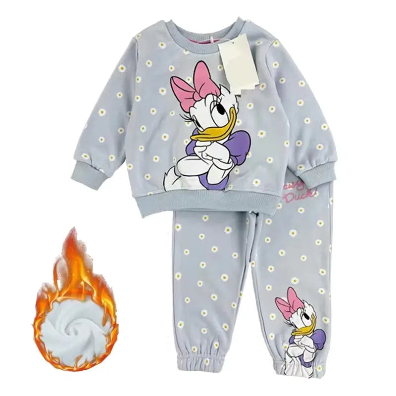 Winter Little Girl Casual Velvet Cartoon Set Fall Baby Girl Christmas Halloween Holiday Princess Gift Clothes Child Sets Outfits