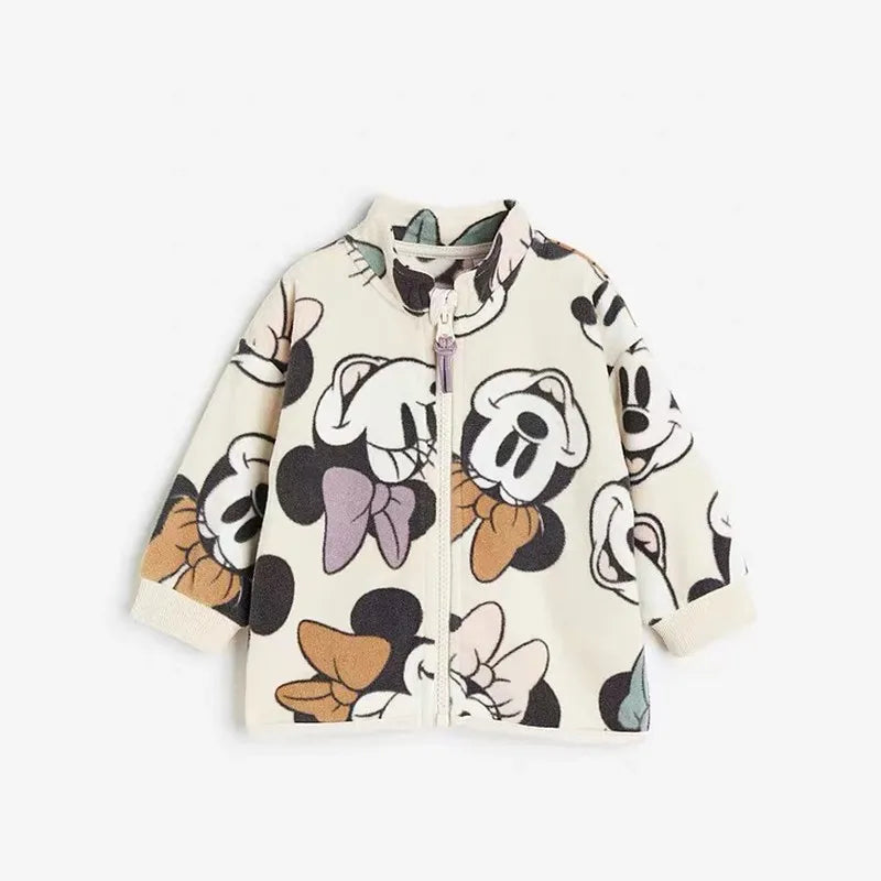 Casual Loose Cute Jacket Girls New Disney Costume Children Full Print Long-sleeved Coats Toddler Boys Minnie Fashion Overcoat
