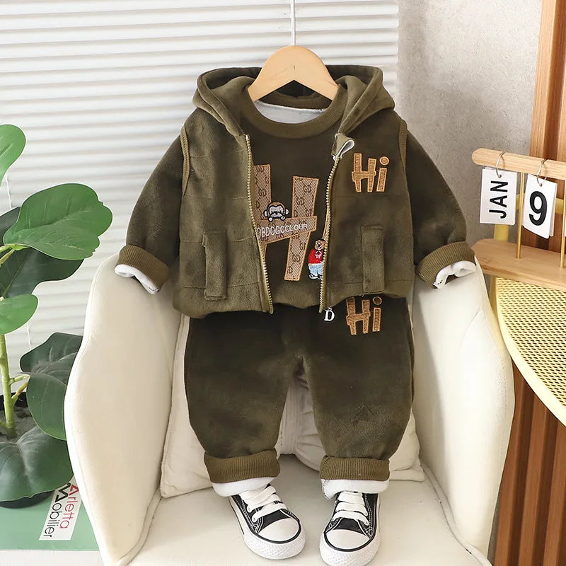 1 2 3 4 Years Winner Baby Boys Clothes Cute Lion Autumn Boys Clothing Sets Coat + Vest + Pants Boys Suits Children's Clothing