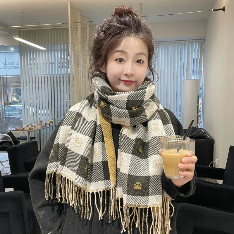 Disney Mickey Mouse Scarf Cartoon Cashmere Thickened Scarf Fashion Girls Winter Warm Shawl New Couple Soft Scarf Christmas Gift