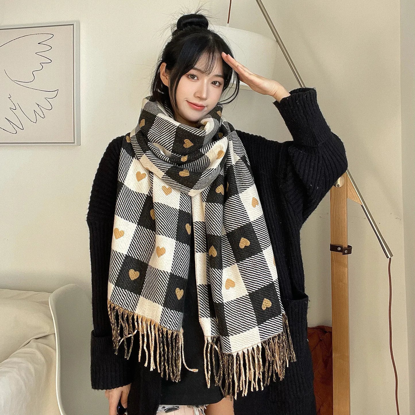 Disney Mickey Mouse Scarf Cartoon Cashmere Thickened Scarf Fashion Girls Winter Warm Shawl New Couple Soft Scarf Christmas Gift