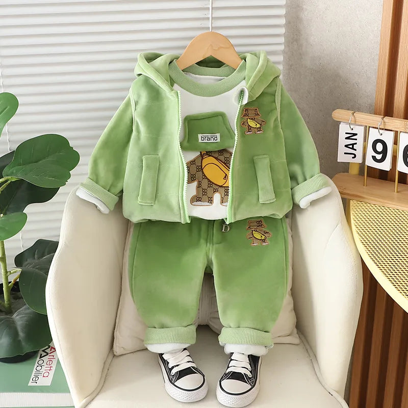 1 2 3 4 Years Winner Baby Boys Clothes Cute Lion Autumn Boys Clothing Sets Coat + Vest + Pants Boys Suits Children's Clothing