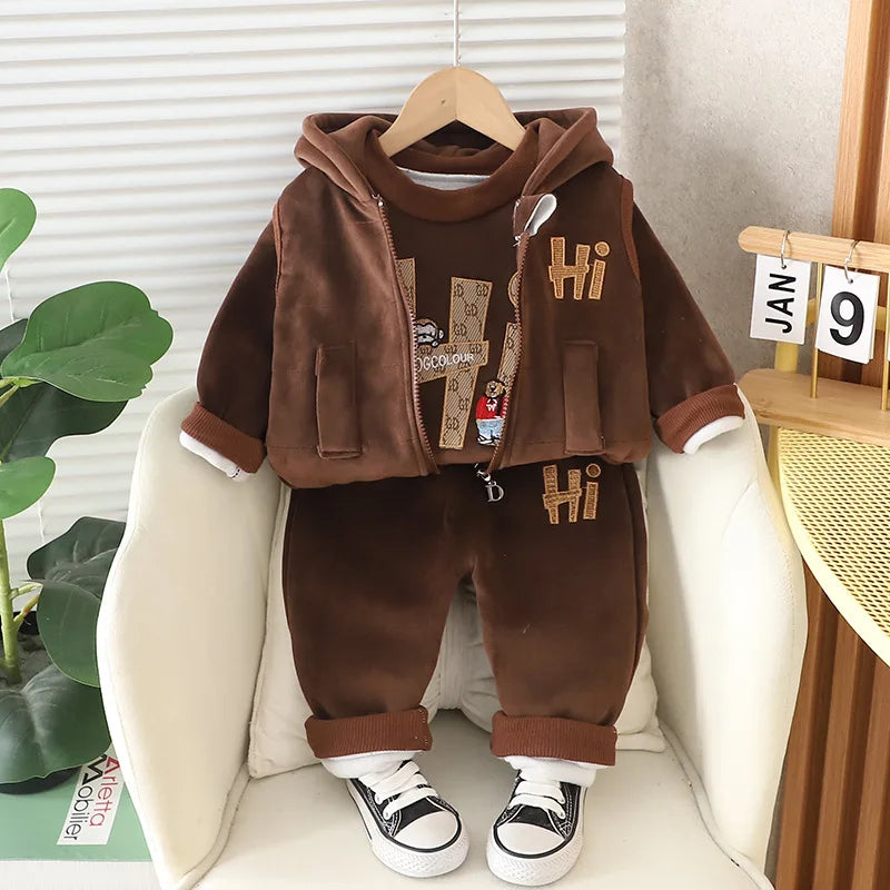 1 2 3 4 Years Winner Baby Boys Clothes Cute Lion Autumn Boys Clothing Sets Coat + Vest + Pants Boys Suits Children's Clothing