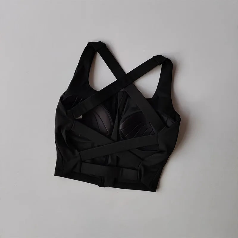 Crossed Back Nude Quick-drying Integrated Yoga Suit Vest Beautiful Back Shock-proof High-intensity Running Fitness Underwear