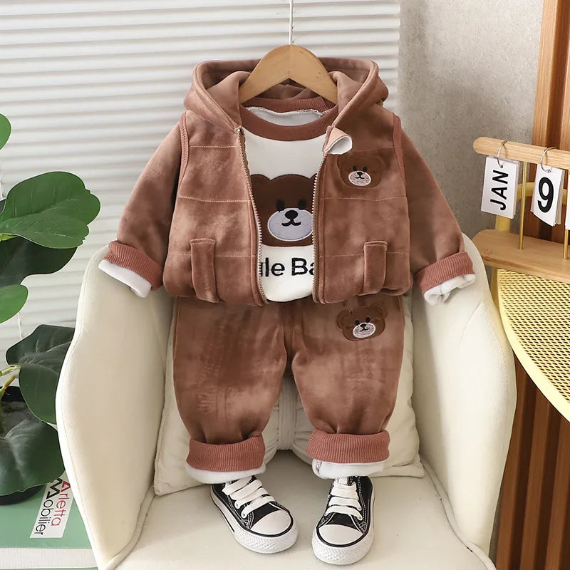 1 2 3 4 Years Winner Baby Boys Clothes Cute Lion Autumn Boys Clothing Sets Coat + Vest + Pants Boys Suits Children's Clothing