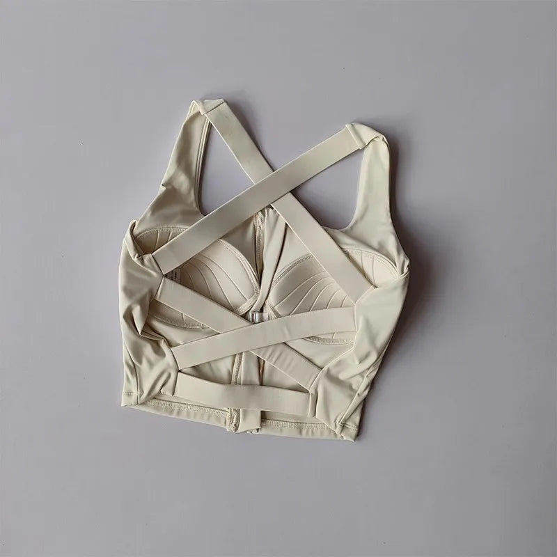 Crossed Back Nude Quick-drying Integrated Yoga Suit Vest Beautiful Back Shock-proof High-intensity Running Fitness Underwear