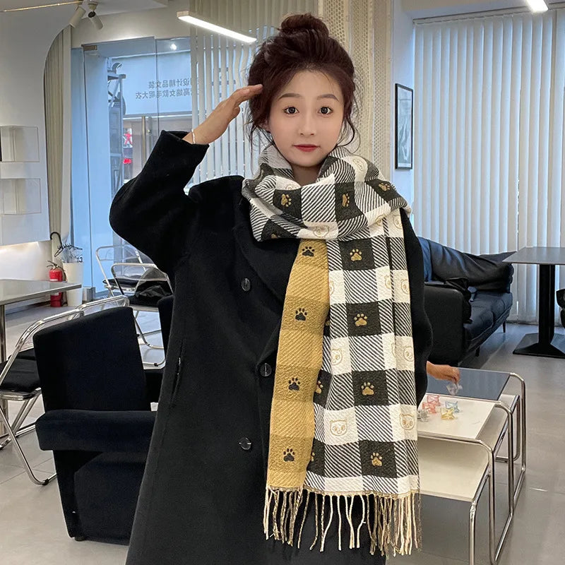 Disney Mickey Mouse Scarf Cartoon Cashmere Thickened Scarf Fashion Girls Winter Warm Shawl New Couple Soft Scarf Christmas Gift